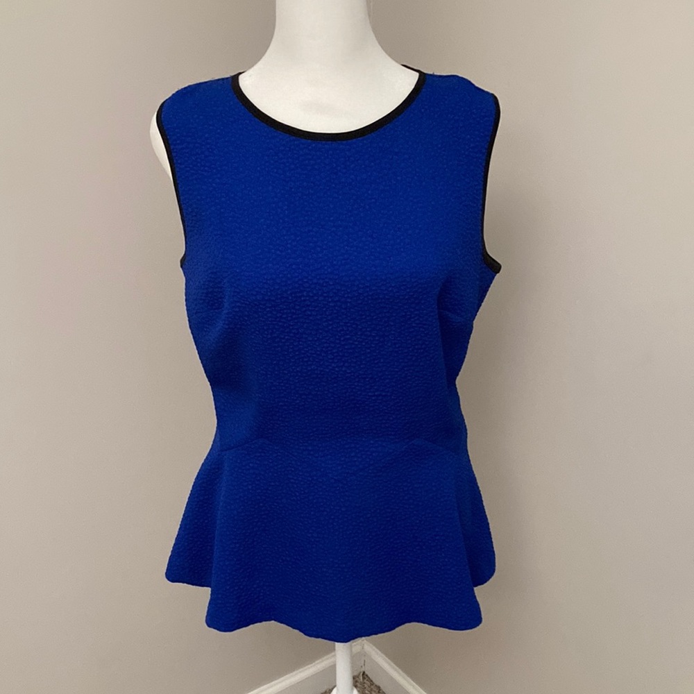 Royal Blue with Black Trim Peplum Top